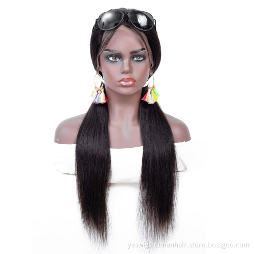 Pre Plucked Natural Hairline Straight Cambodian Human Hair Wigs Lace Frontal Transparent 13X4 13X6 Lace Wig Wholesale For Women